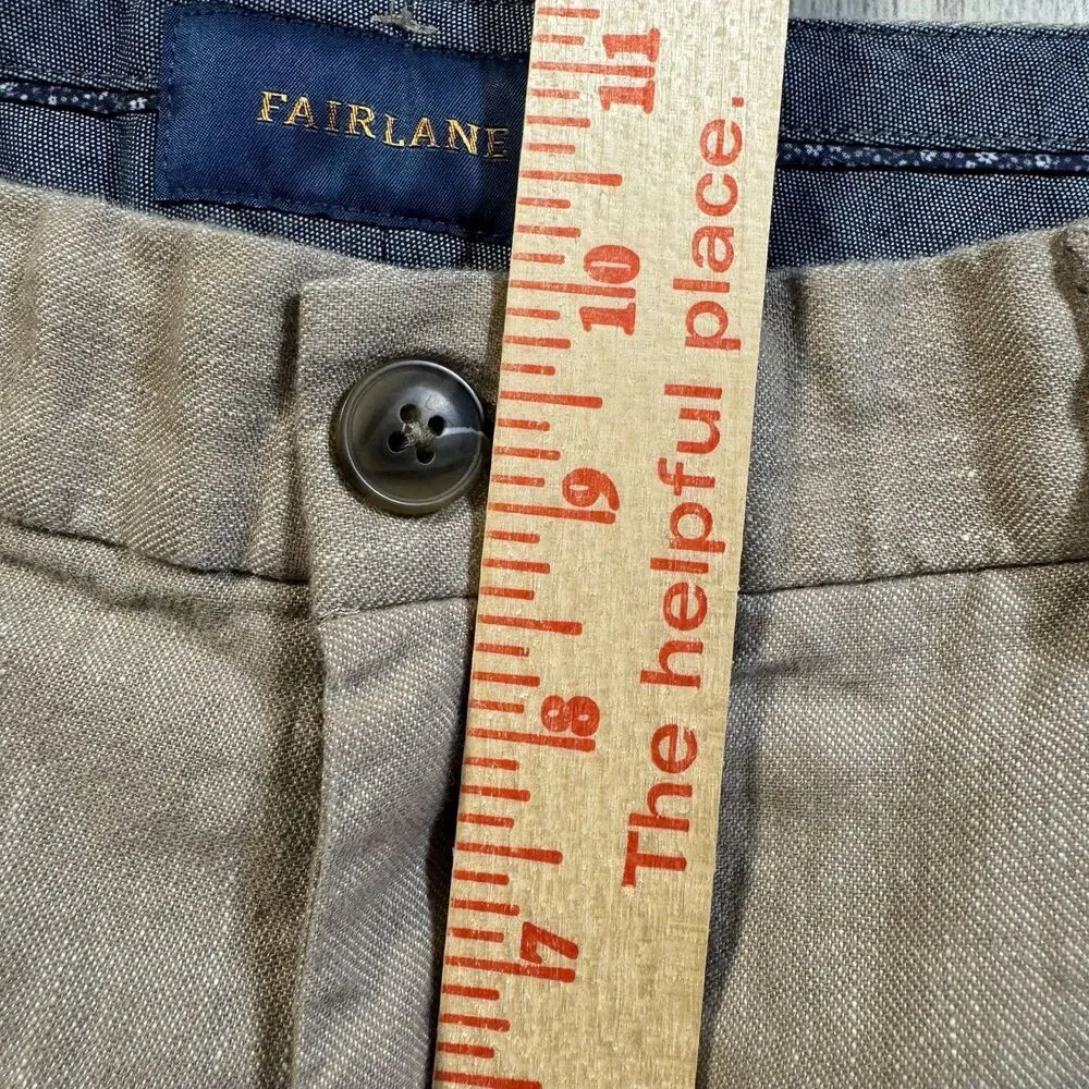 Fairlane Straight Leg Linen Blend Pants Men’s 33x32 Natural Beige Summer Beach